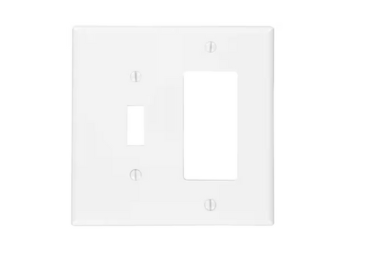 2-Gang White 1-Toggle / 1-Decora/Rocker Nylon Midway/Midsize Wall Plate (1-Pack) PJ126-W
