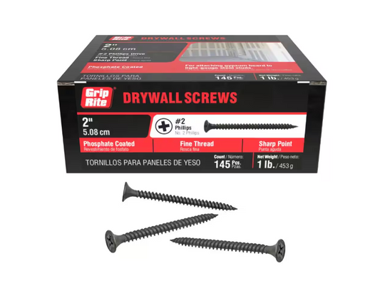 Grip-Rite #6 x 2 in. #2 Phillips Bugle Head Fine Thread Drywall Screws 1 lb. Box