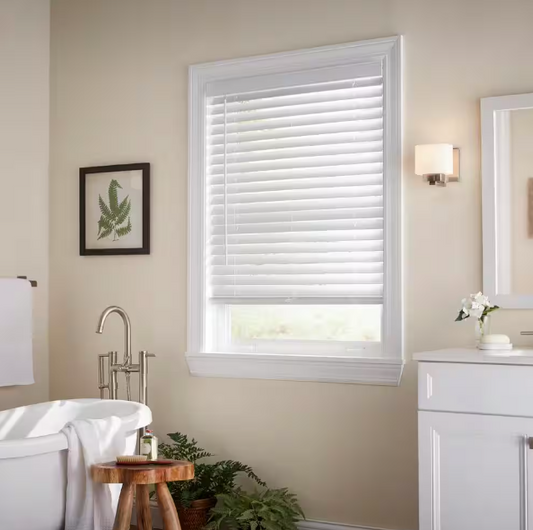 Home Decorators Collection White Cordless Faux Wood Blinds for Windows with 2 in. Slats - 36 in. W x 48 in. L (Actual Size 35.5 in. W x 48 in. L