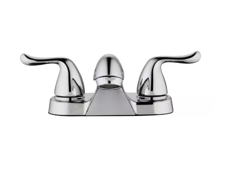 Glacier Bay Constructor 4 in. Centerset Double-Handle Low-Arc Bathroom Faucet in Polished Chrome