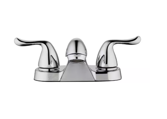 Glacier Bay Constructor 4 in. Centerset Double-Handle Low-Arc Bathroom Faucet in Polished Chrome