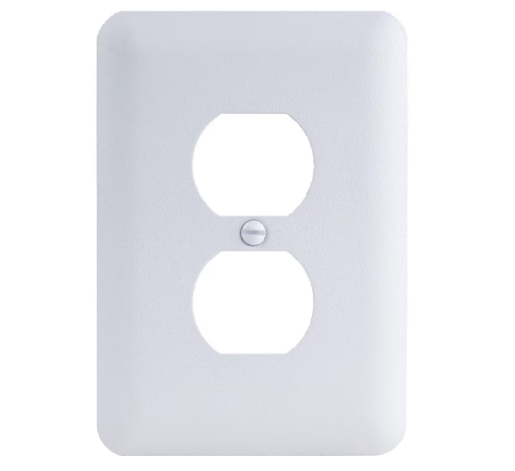 Hampton Bay Perry 1-Gang Duplex Metal Wall Plate, White (Textured/Paintable Finish)