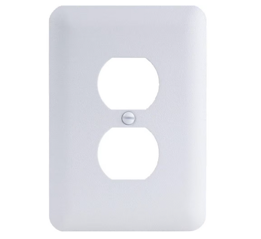 Hampton Bay Perry 1-Gang Duplex Metal Wall Plate, White (Textured/Paintable Finish)