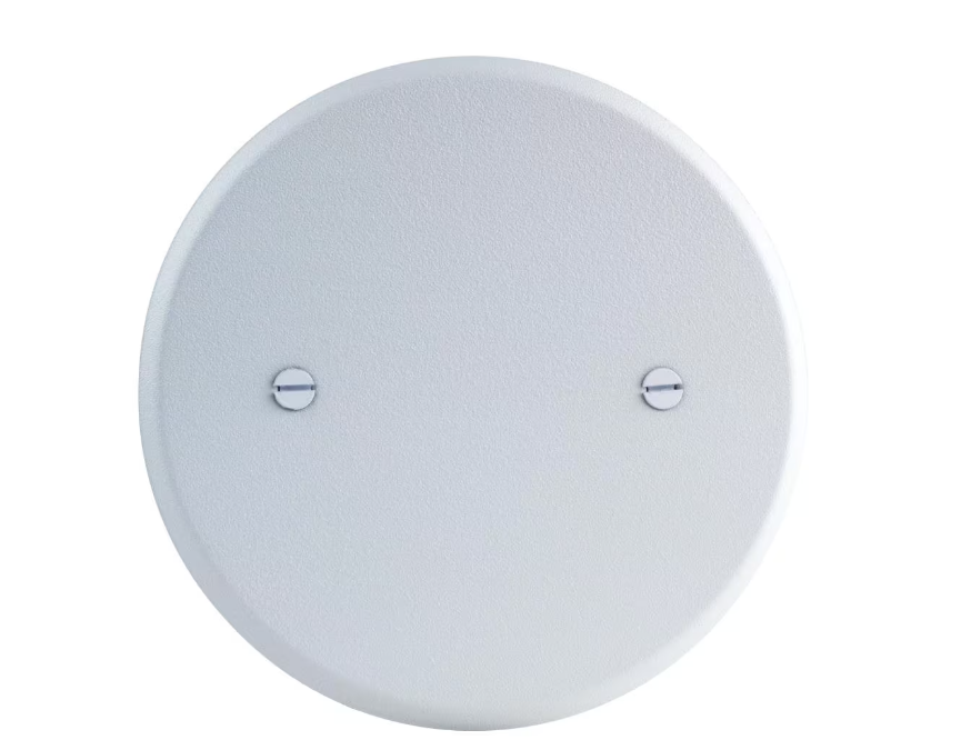 Commercial Electric 5 in. Round (Fits 3.25 in. Box) Blank Metal Wall Plate, White (Paintable)