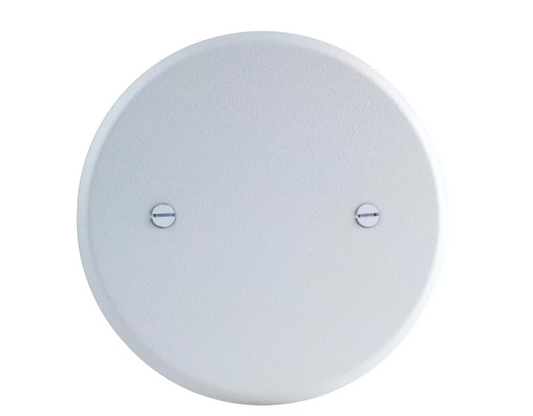 Commercial Electric 5 in. Round (Fits 3.25 in. Box) Blank Metal Wall Plate, White (Paintable)