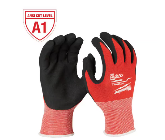 Milwaukee Large Red Nitrile Level 1 Cut Resistant Dipped Work Gloves