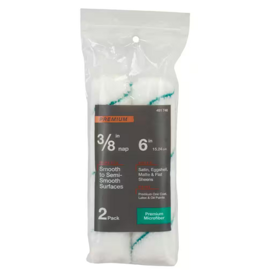 6 in. x 3/8 in. Microfiber Mini Paint Roller (2-Pack)
