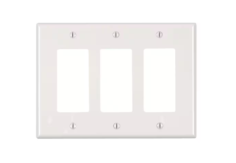 3-Gang White Decora/Rocker Nylon Midway/Midsize Wall Plate (1-Pack) PJ263-W