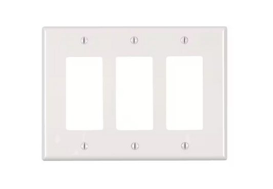 3-Gang White Decora/Rocker Nylon Midway/Midsize Wall Plate (1-Pack) PJ263-W