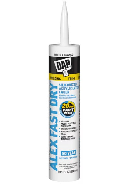 DAP ALEX Fast Dry 10.1-oz Paint trim White Paintable Latex Caulk