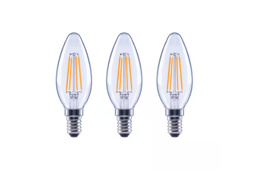 EcoSmart 40-Watt Equivalent B11 Dimmable E12 Candelabra ENERGY STAR Clear Glass Candle LED Vintage Light Bulb Daylight (3-Pack)