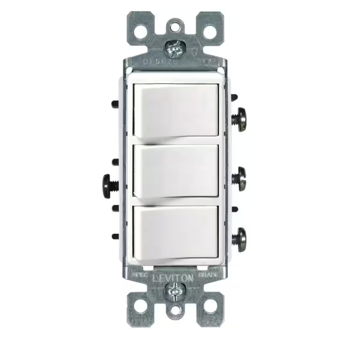 Decora 15 Amp 3-Rocker Combination Switch, White 1755-WS
