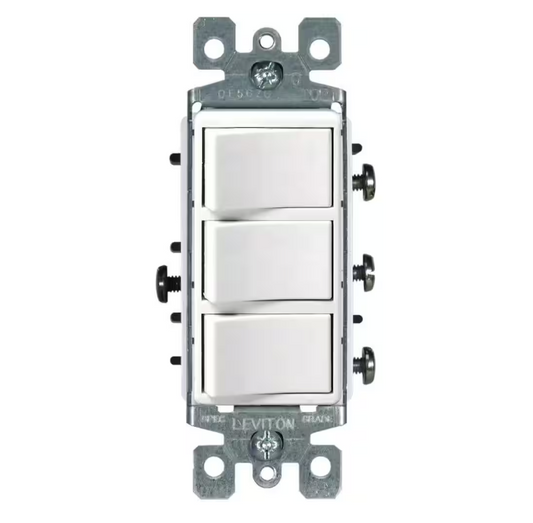 Decora 15 Amp 3-Rocker Combination Switch, White 1755-WS