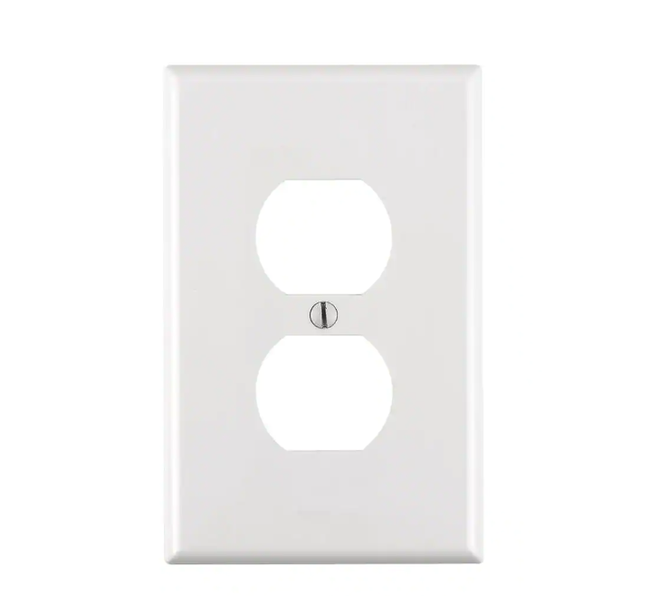 Leviton 1-Gang White Duplex Outlet/Receptacle Nylon Midway/Midsize Wall Plate (1-Pack) PJ8-W