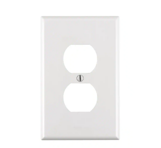 Leviton 1-Gang White Duplex Outlet/Receptacle Nylon Midway/Midsize Wall Plate (1-Pack) PJ8-W