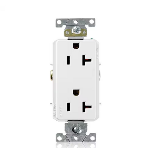 Decora Plus 20 Amp 125 V Industrial Grade Duplex Outlet/Receptacle, White (1-Pack) 16352-WS