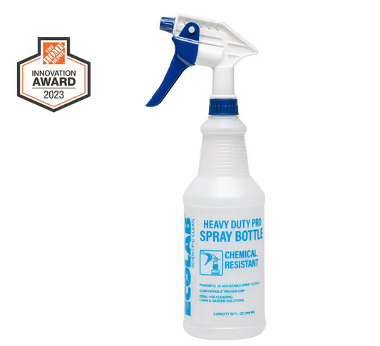 ECOLAB 32 oz. Heavy Duty Pro All Purpose Spray Bottle; Refillable Bottle with Adjustable Nozzle
