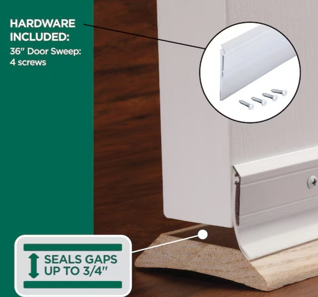 M-D 36-in White Door Sweep (Install with Screws)