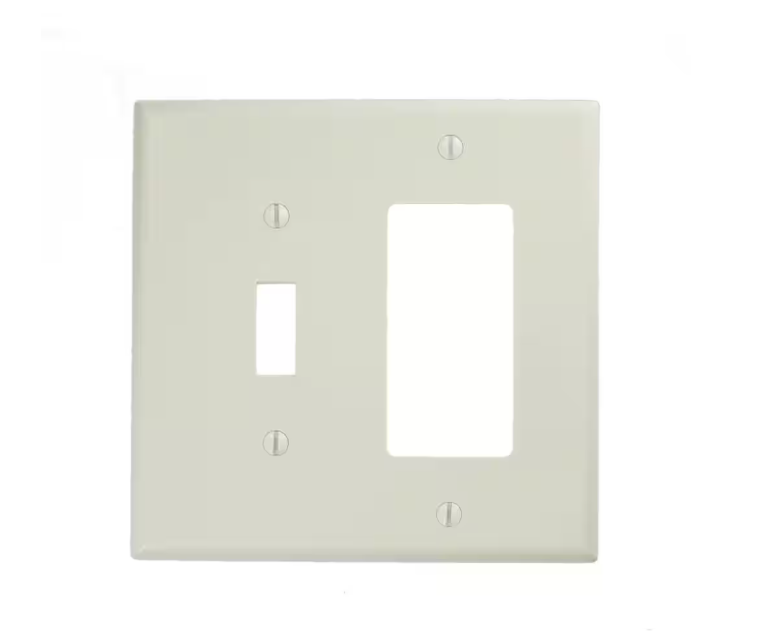 2-Gang White 1-Toggle / 1-Decora/Rocker Nylon Midway/Midsize Wall Plate (1-Pack) PJ126-W