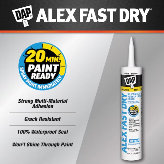DAP ALEX Fast Dry 10.1-oz Paint trim White Paintable Latex Caulk