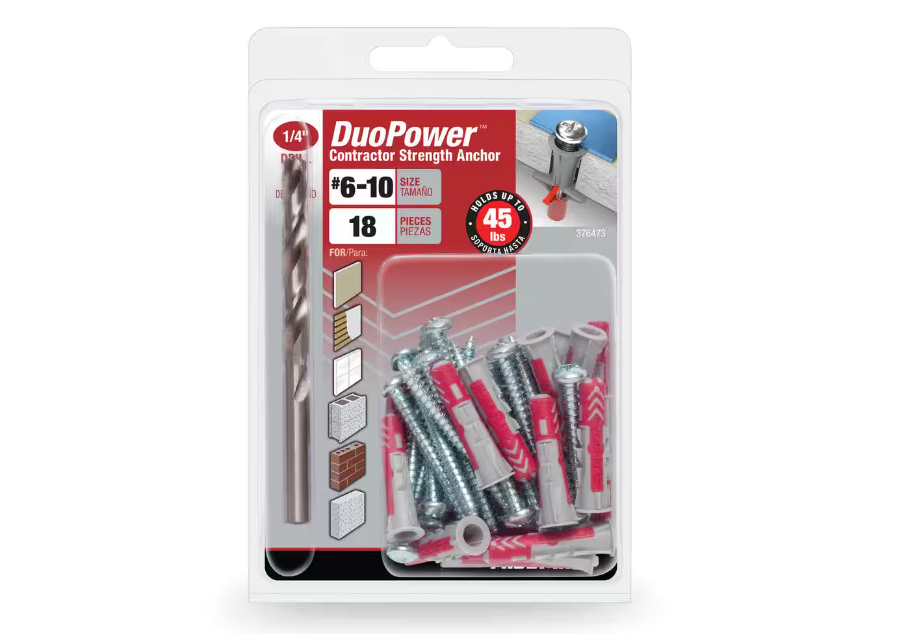 Hillman #8 x 1-3/4 in. DuoPower Contractor Strength Push-In Ribbed Anchors (18-Pack)