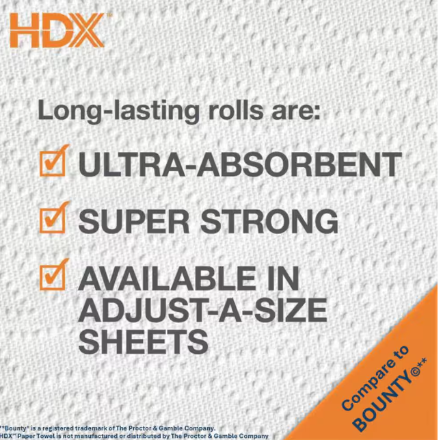 HDX Premium Adjust-A-Size, White Paper Towel Roll (1 Roll)