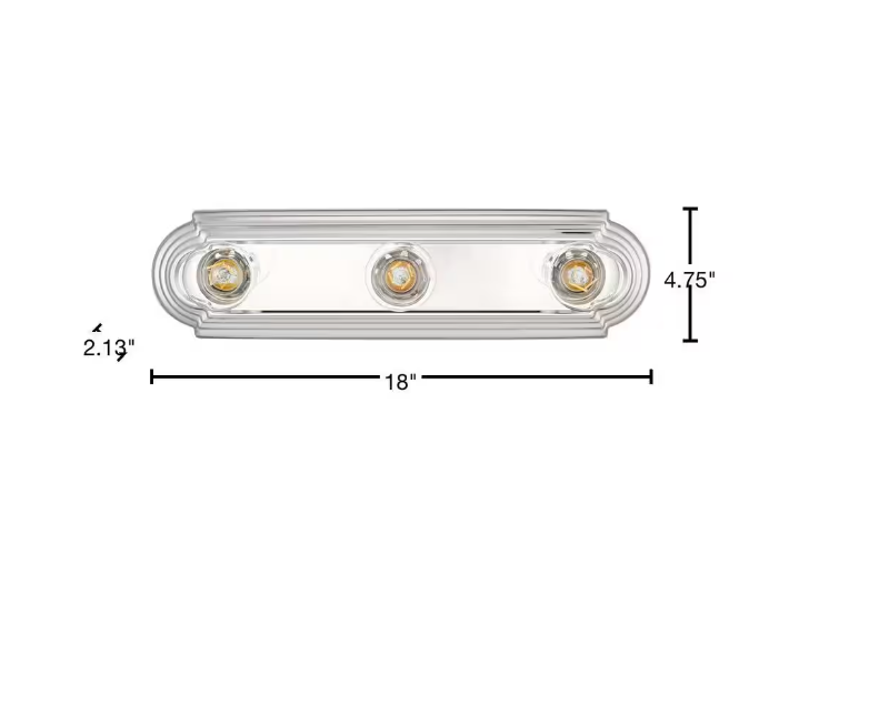 Hampton Bay 18 in. 3-Light Chrome Finish Vanity Light
