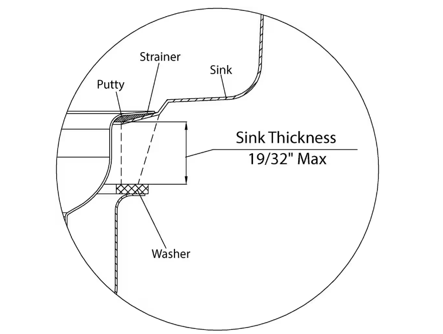 Ball Lock Kitchen Sink Strainer - Stainless steel with polished finish